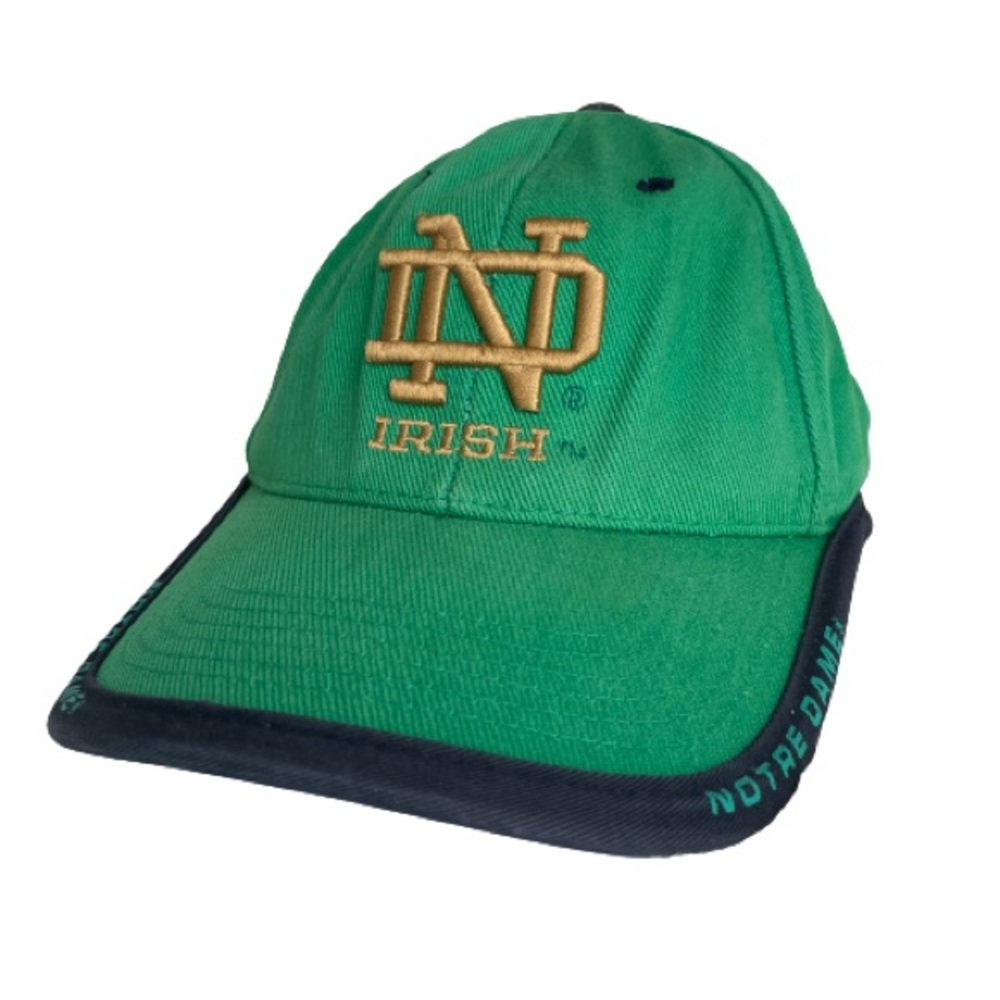 Notre Dame Fighting Irish Embroidered Adjustable Baseball Hat Cap Green Blue